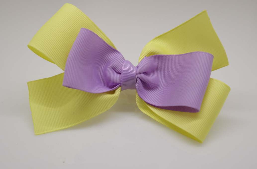 Emma inspired hair Bow with colors  Baby Maize, Light Orchid
